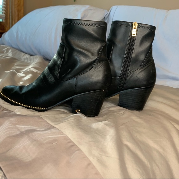 Coach black leather pell bootie w gold trim detail | size 8 - Picture 6 of 8